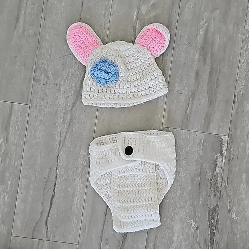 Lot of Two Newborn Baby Photo Shoot Outfits Halloween Costumes Easter Bunny